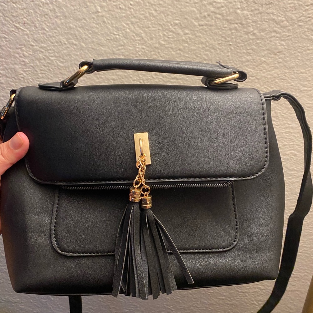 Smooth PU Tassel Detail Cross Body Bag